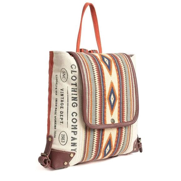 Myra Bag Handmade Rio Backpack Upcycled Canvas & Cowhide Leather main image 5